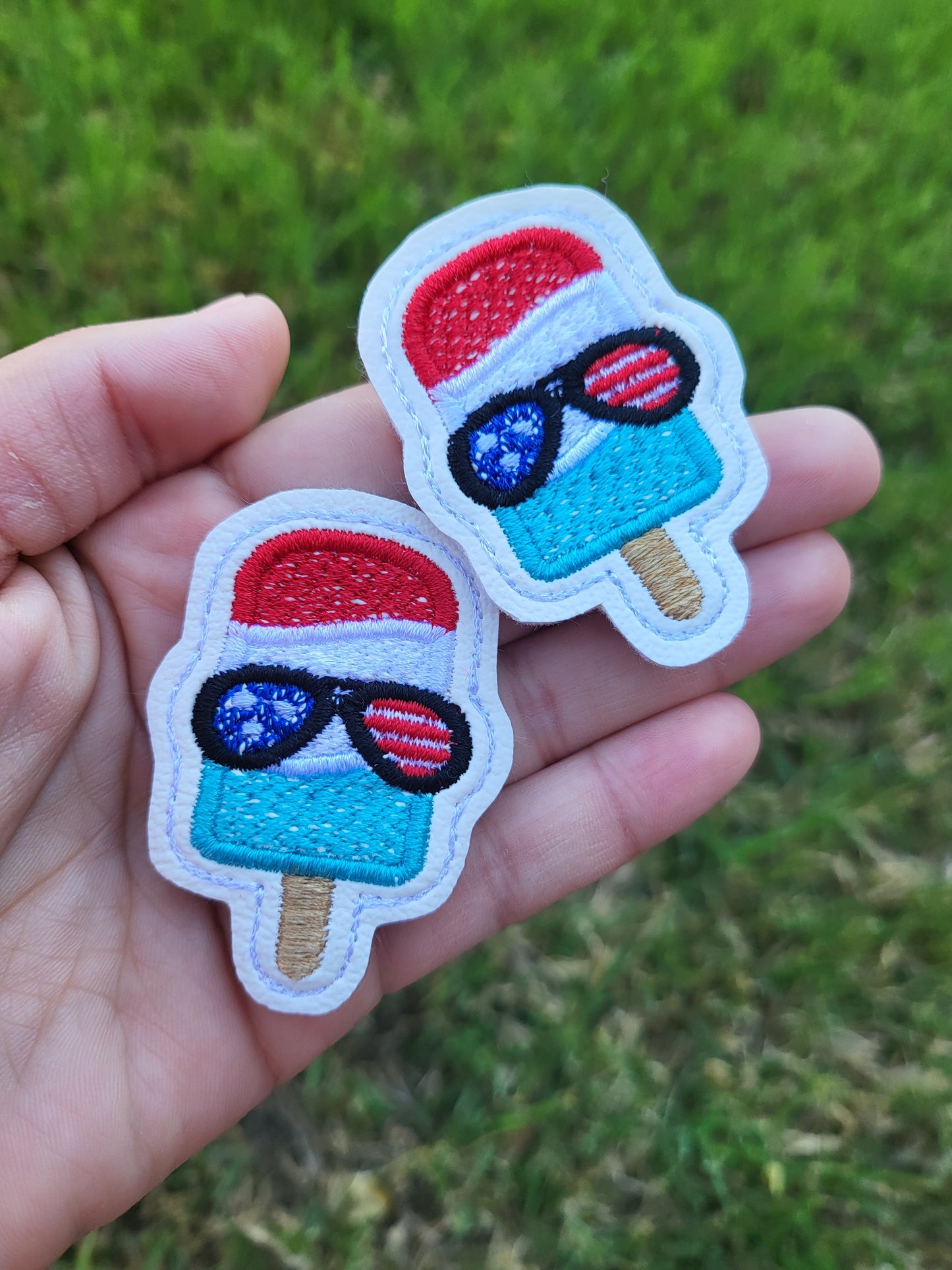 Patriotic ice cream with sunglasses